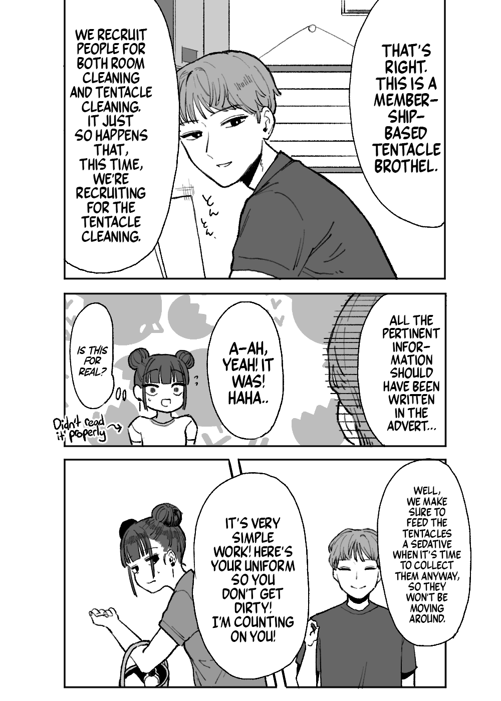 Shokushu Fuuzoku Seisou Baito | Job: Cleaner at at Tentacle Brothel - Page 5