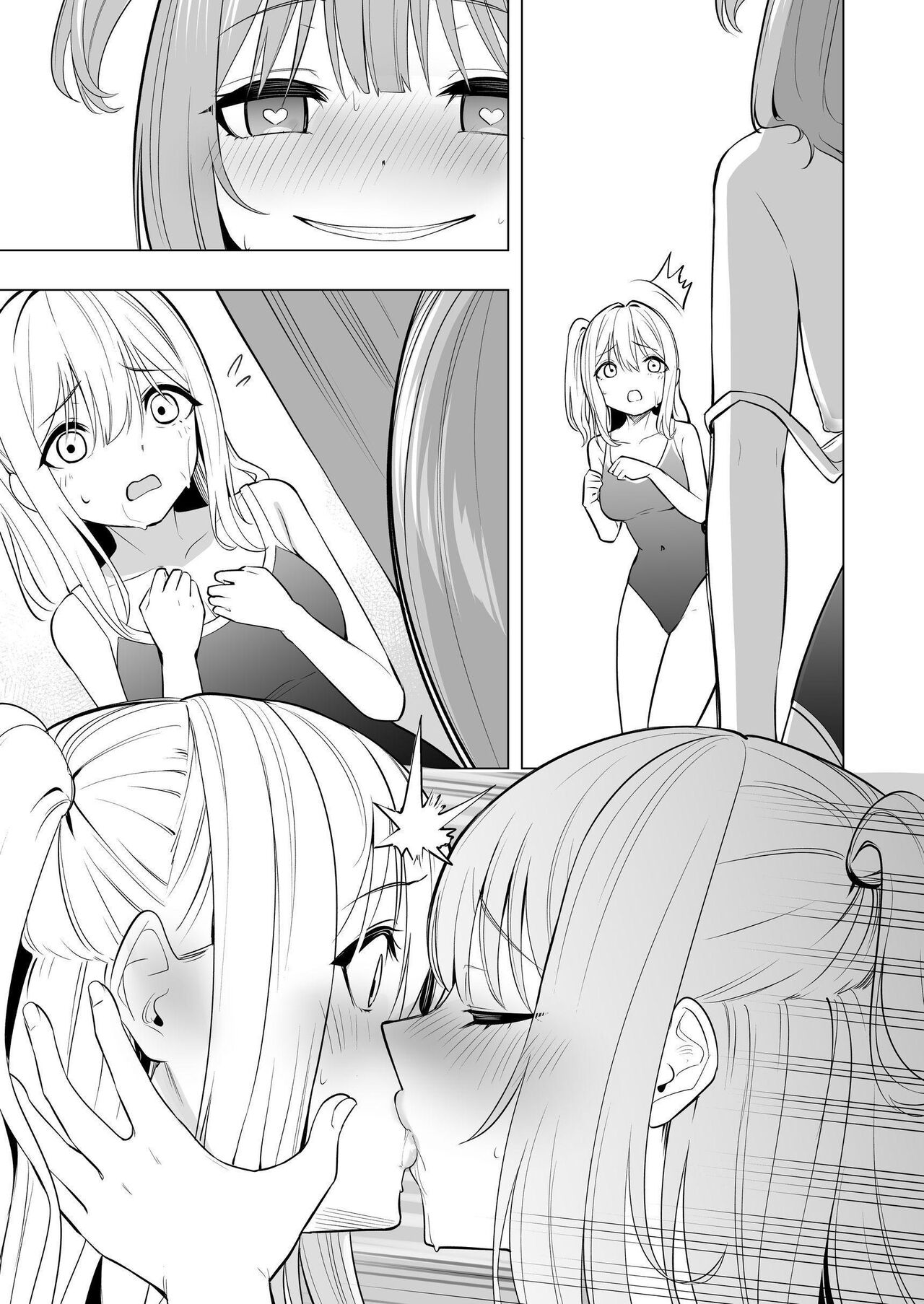 Onaniibyou ga Manenshita Sekai de Nakayoshi Joshi wa Ecchi ni Kuruu page 51 original parody - females only schoolgirl uniform hentai manga - read online free