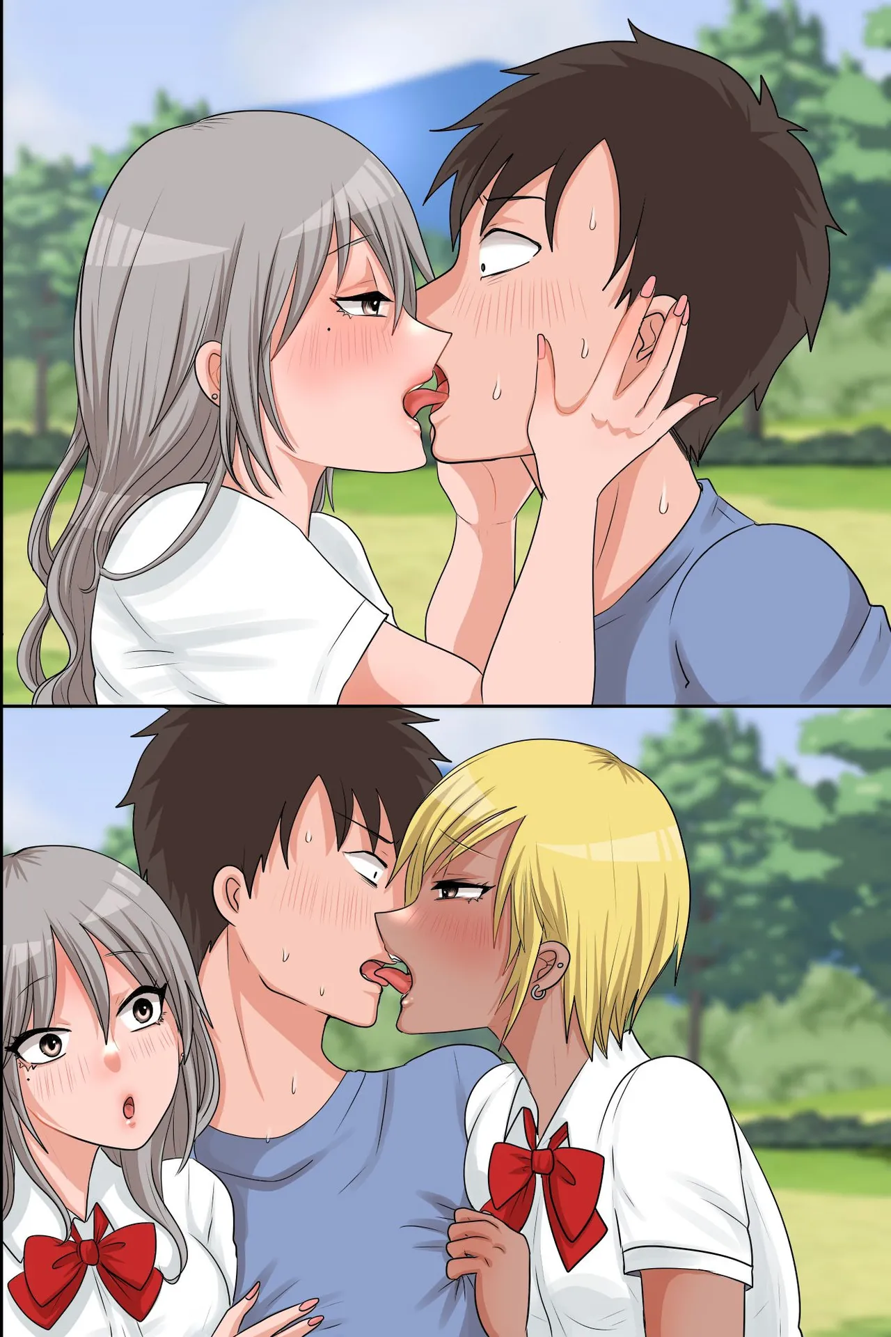 Inaka Haha Musumetachi to Kozukuri Sex! Ore ga Mura no Kyonyou Shimai to Sono Hahaoya Kara Koubi o Segamarete Kodane o Ubaiawareru Nante page 50 original parody - milf kissing hentai manga - read online free