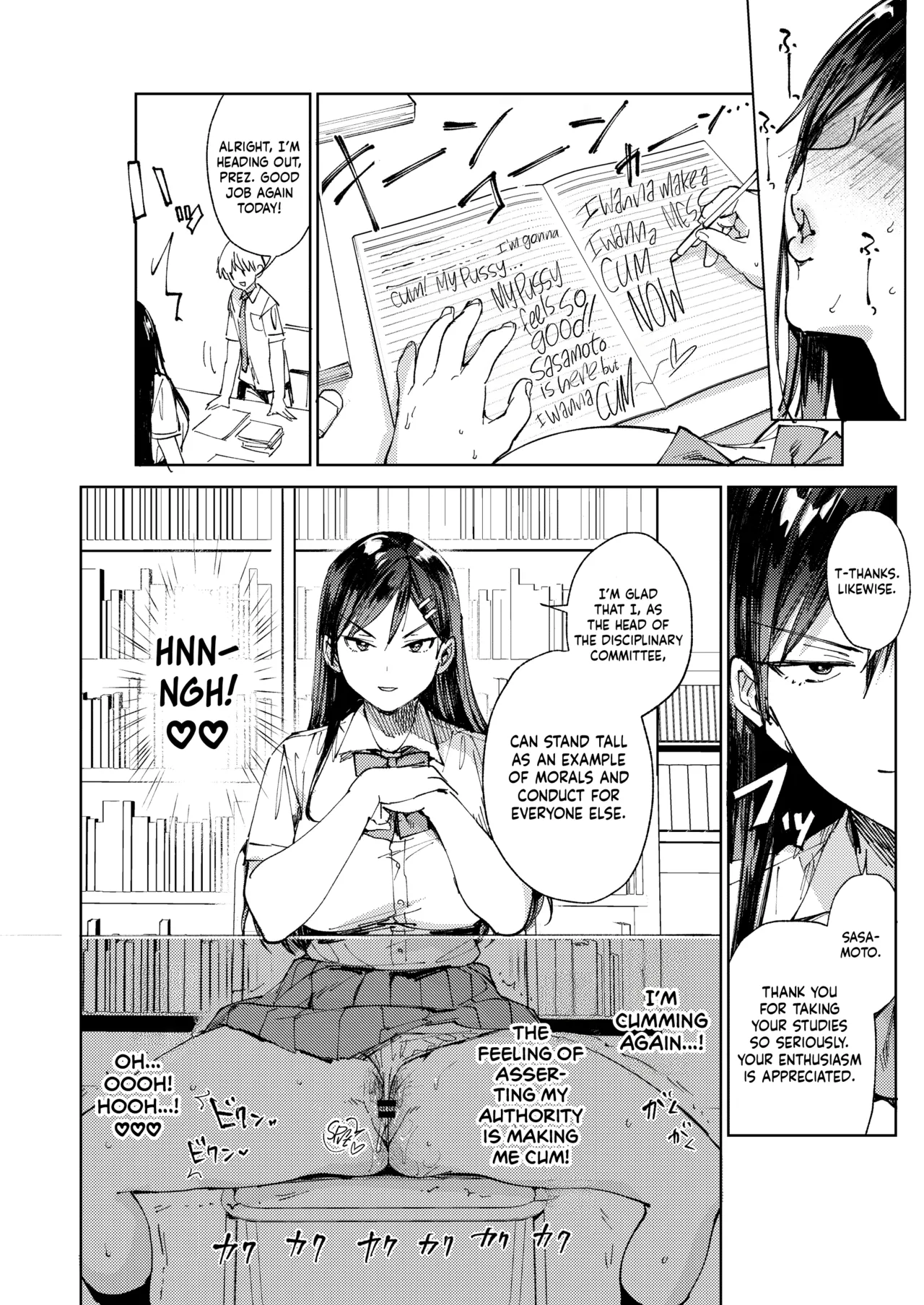 Kiritsu ni Kibishii Fuuki Iinchou wa Kounai de Himitsu no Dosukebe Onanie ga Yamerarenai! | The Strict Head of the DIsciplinary Committee Just Can't Stop Masturbating at School! page 37 original parody - squirting big breasts hentai manga - read online free