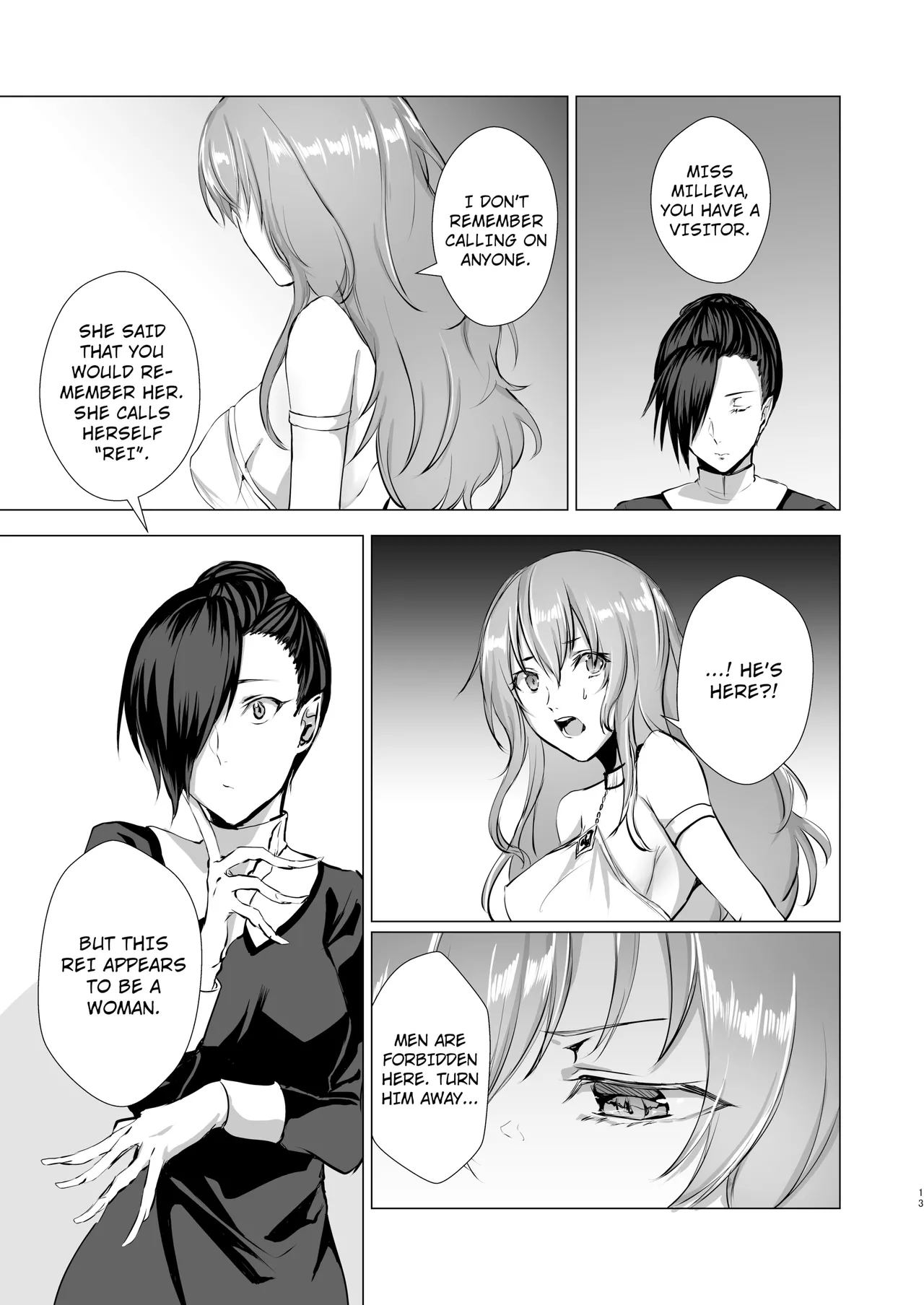 [Yugen no Suda (Mugen no Sudadokei)] Gekkoutou no Yume Nyotaika Douwa ~Danshi Kinsei no Tou~ | DREAM OF THE MOONLIGHT TOWER [English] [Decensored] [Digital] page 13 original parody - uncensored yuri hentai manga - read online free