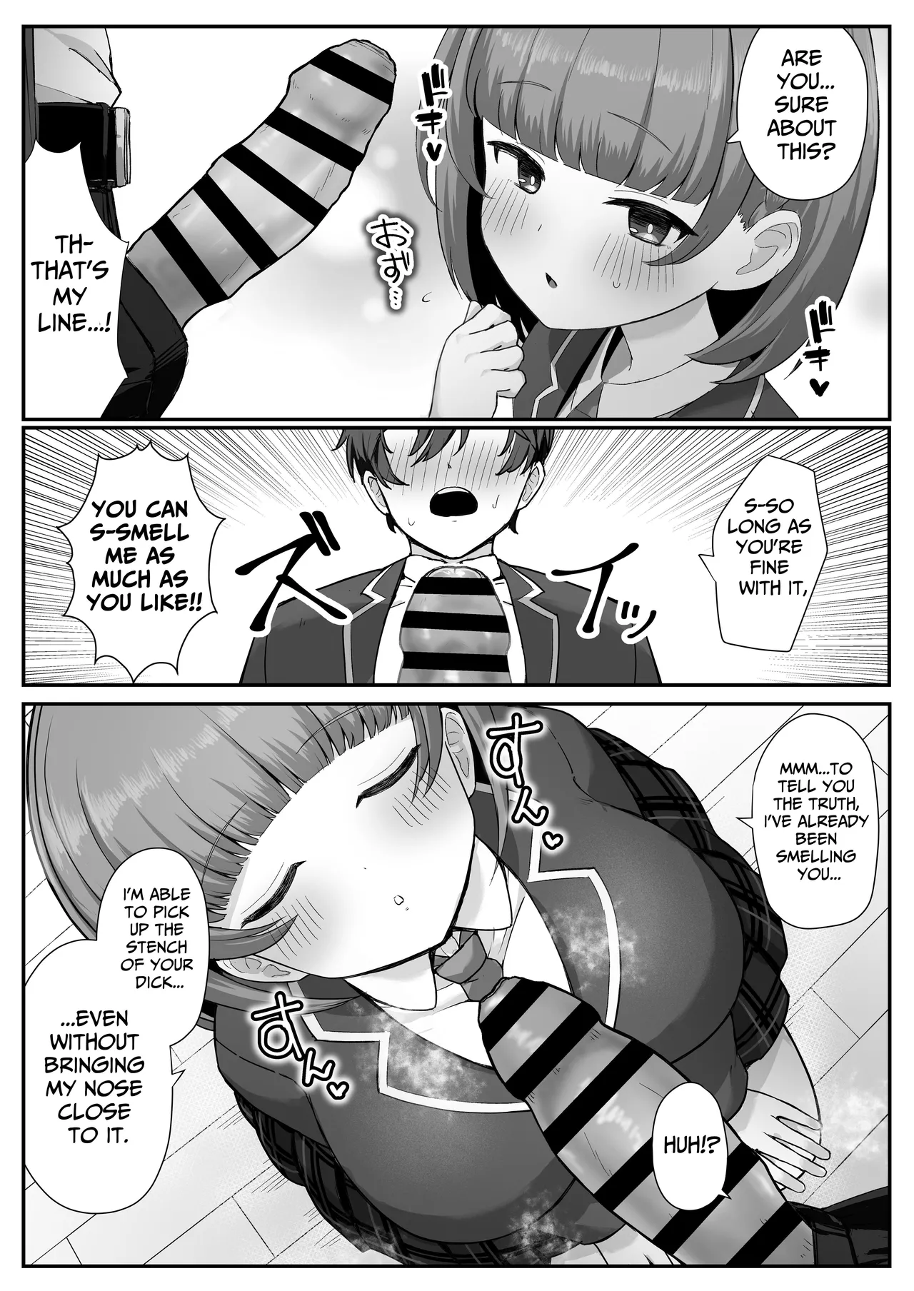 Teishinchou Cool-kei Muhyoujou Kanojo ga Ore no Nioi Fetish da to Hakkaku shitara Mou! | I Found Out That My Cool, Short, Deadpan Girlfriend Has A Smell Fetish! page 14 original parody - big breasts schoolboy uniform hentai manga - read online free