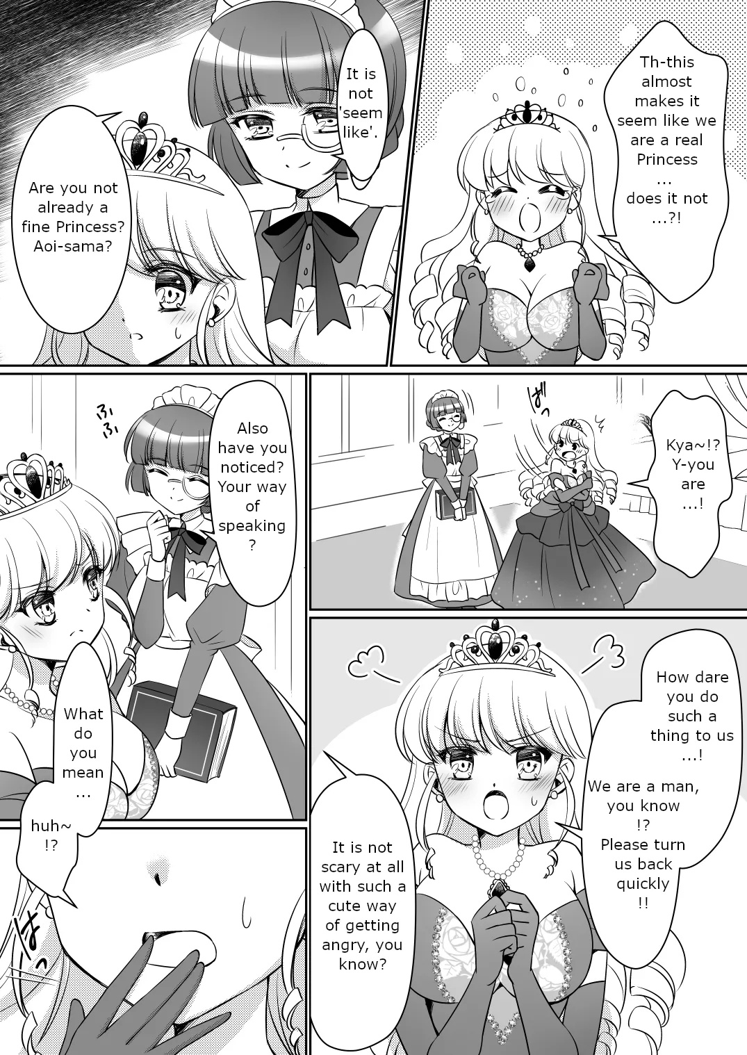 [Amuai Okashi Seisakusho (Kagura Kurumi)] Zettai ni Ohime-sama ni Nanka Narimasen wa! ~Ohime-sama Taiken de Ohime-sama ni Sareta Ore~ | I will never become a princess! ~I was made into a princess through the princess experience~ [English] page 15 original parody - mosaic censorship x-ray hentai manga - read online free