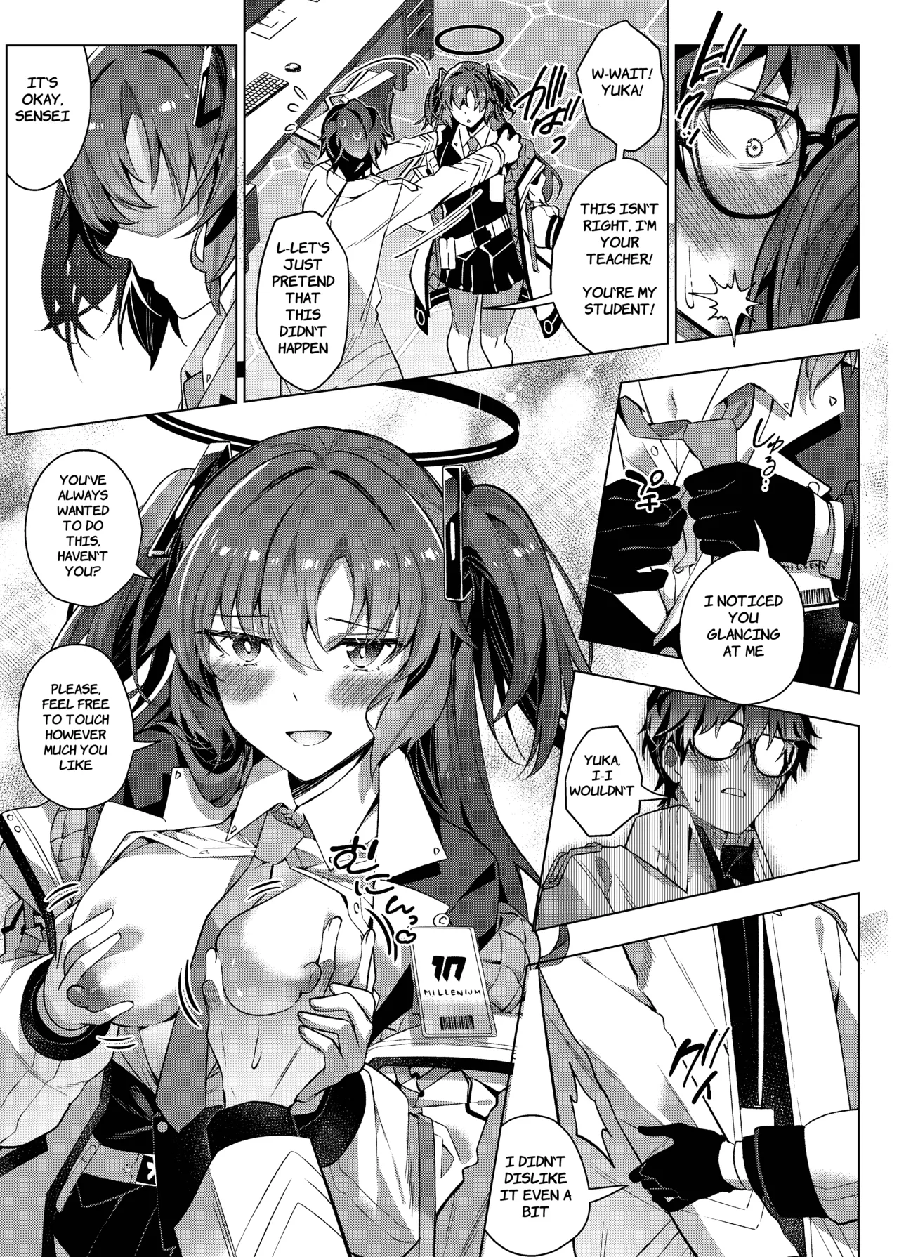 Yuuwaku de Schale Sensei o Yowaraseru Sakusen Blue Archive TSF doujinshi | The Strategy to Weaken Schale Sensei with Temptation page 23 featuring yuuka hayase blue archive parody - glasses schoolgirl uniform hentai manga - read online free