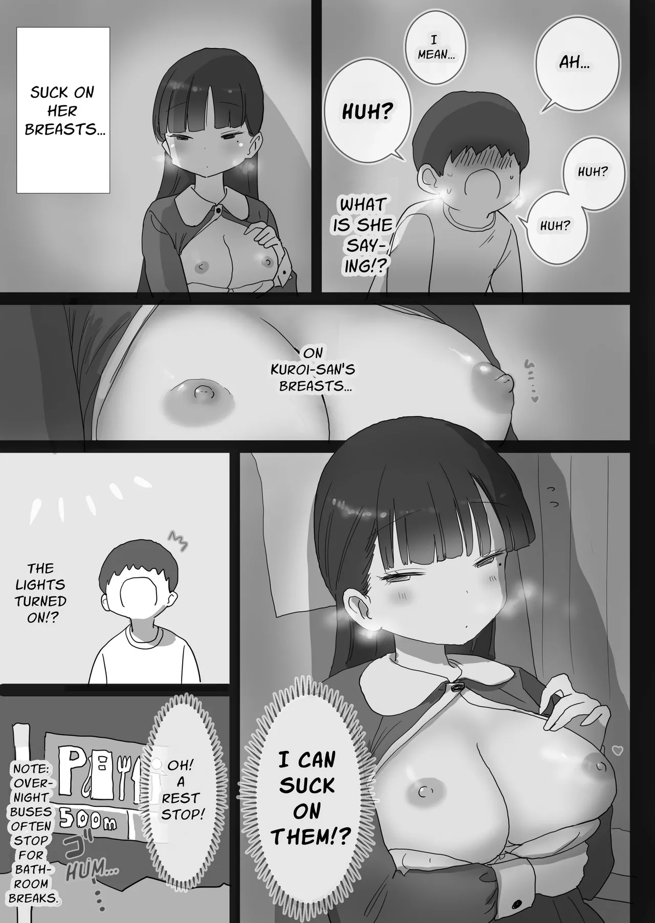 Yokou Bus Demo Kossori Nakadashi Sasete Kureru Classmate no Kuroi-san | My Classmate Kuroi Lets Me Secretly Creampie Her Even On An Overnight Bus page 19 original parody - breast feeding nakadashi hentai manga - read online free