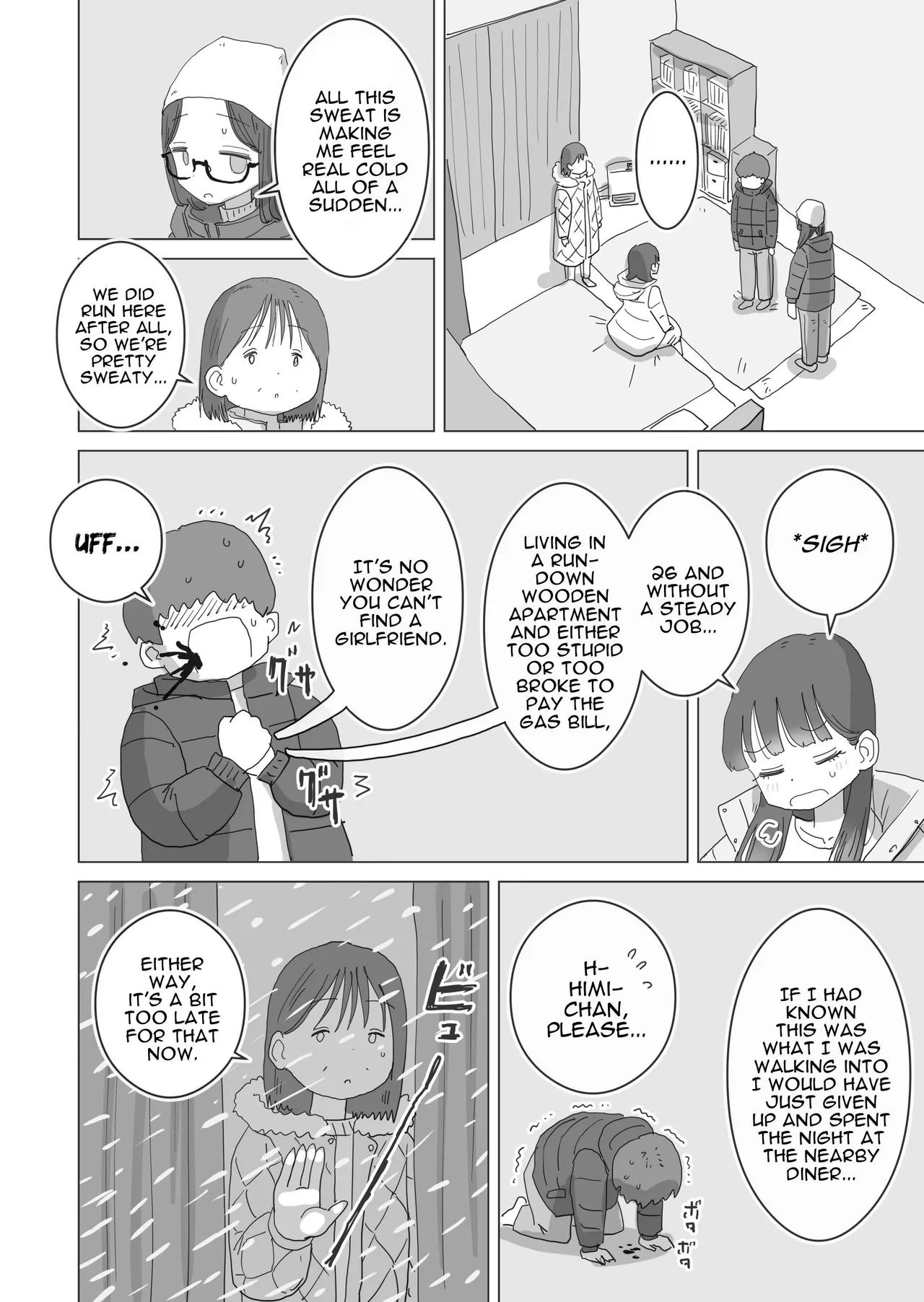 [Hiyashi Makura] Aru Ooyuki no Tsumetai Yoru Boku no Ie no Futon no Naka de Beit-saki no Onnanoko-tachi ga Naisho de Micchaku Atatame Ecchi Shite Kureta. | One Cold Snowy Night, My Colleague Secretly Had Intimate Warm-up Sex With Me Under The Bed Sheets. [English] [Darg777 Translations] page 9 original parody - sole male mosaic censorship hentai manga - read online free