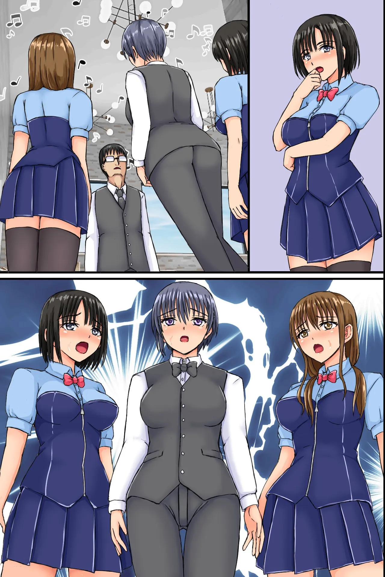 Shokuba ni Kyonyuu Tsuma-tachi ni Anji o Kakete Mitara Akkenaku Zenin Chinochishimashita. Ayatsuri Souchi de Okkanai Shokuba no Hitozuma Joushi mo Bitch na Nikuana ni Shichaou! page 71 - full color group hentai manga - read online free