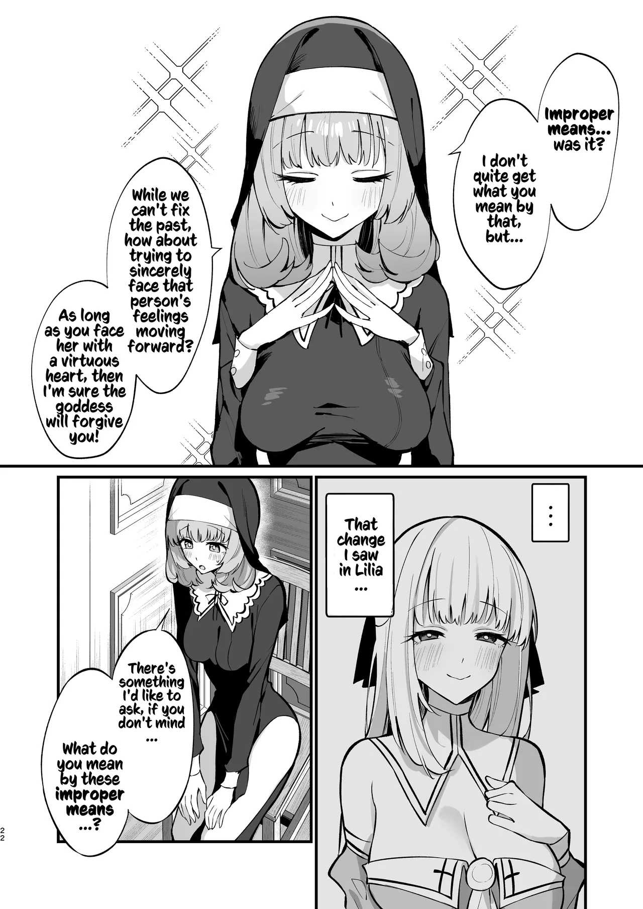 [Unahouse (Unacchi)] Sister Kanzen Haiboku. ~Muchi na Sister ga honnou de Hatsujo Koubi Surumade~｜A Sister's Absolute Defeat Until an Innocent Nun Enters Heat and Indulges in Passionate Mating Sex [English] [Kusanuu] [Decensored] [Digital] page 22 original parody - sole female sole male hentai manga - read online free