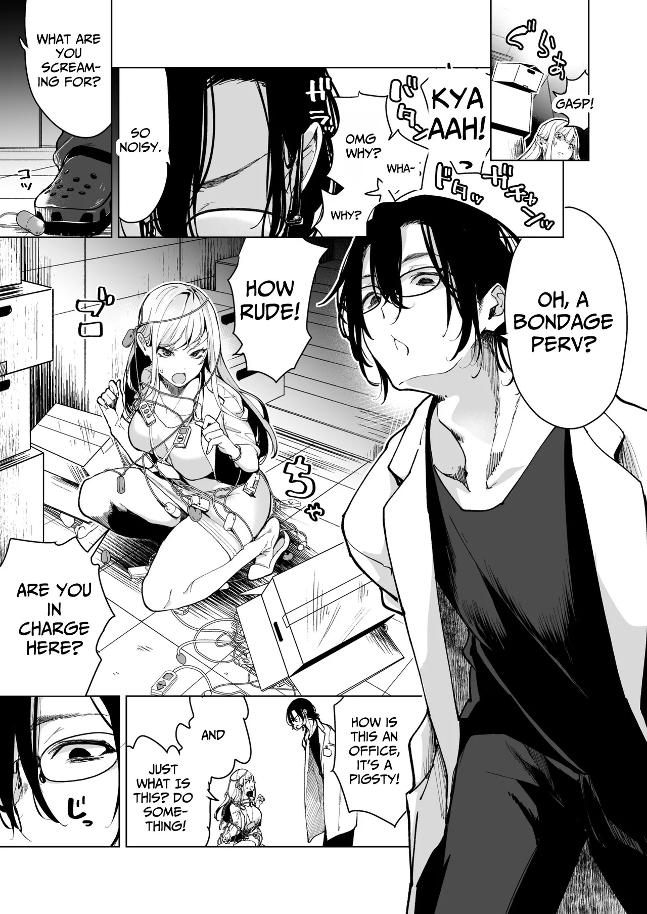 [Face Look Ponpon (Mogiri Ochigi)] Ai Gangu no Onna ~Tokumei Kaihatsu-bu no Otoko Futari ni Gangu ni Sarete Rinri ga Houkai~ | Turned into a Sex Toy?! Goodbye Morals!! Product Testing for the Secret R&D Department [English] [Kabedon] page 9 original parody - sole female rough translation hentai manga - read online free