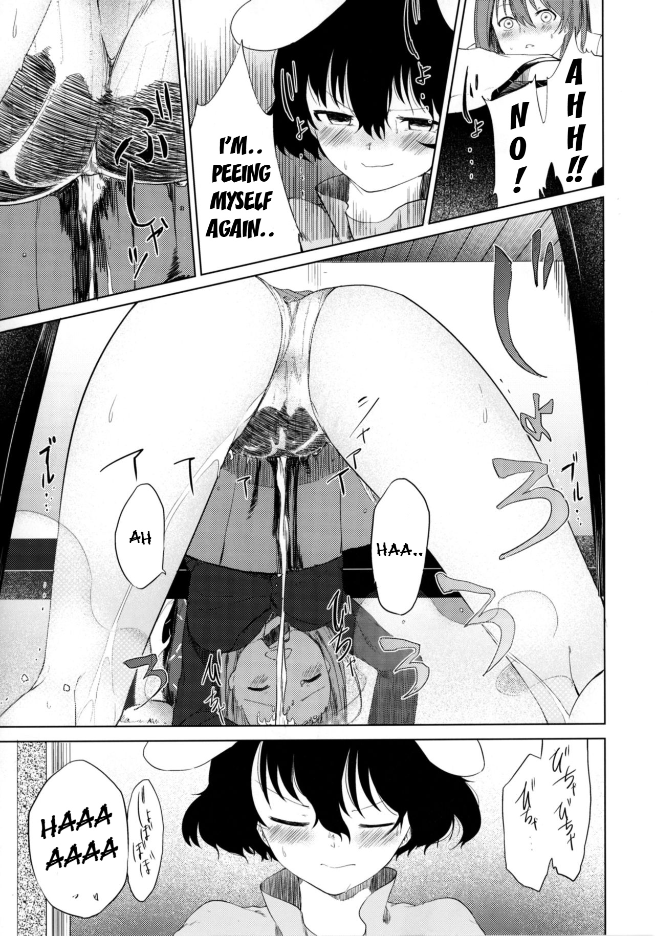 Aya to Tewi to Sanae to Udonge ga Omorashi Suru Hon!! page 20 featuring sanae kochiya touhou project parody - females only urination hentai manga - read online free