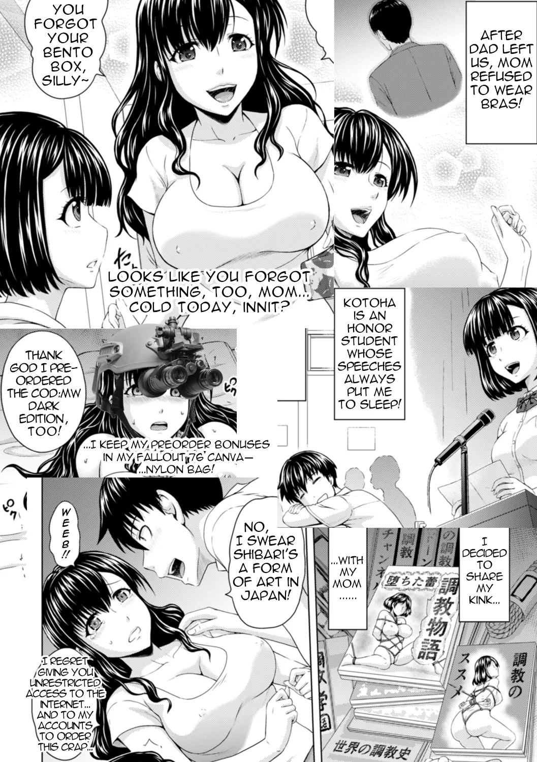 Honjitsu mo Haha to Imouto no Choukyou Hiyori | Another Good Day to Train my Mother and Little Sister Ch. 1 page 22 - sole female sole male hentai manga - read online free