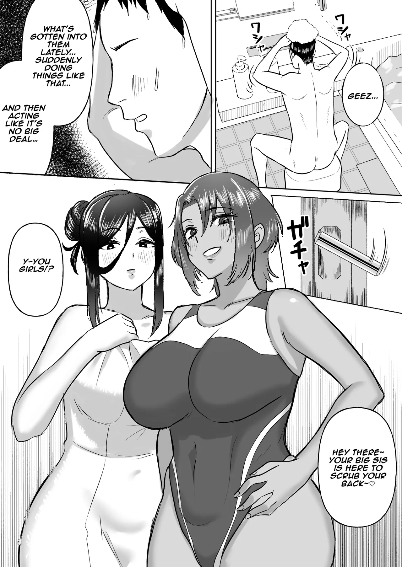 Dekai Osananajimi-tachi ni Hasamarete Ase Daku Harem Ecchi | Harem Sex Sandwiched Between My Huge Childhood Friends page 23 original parody - sole male nakadashi hentai manga - read online free