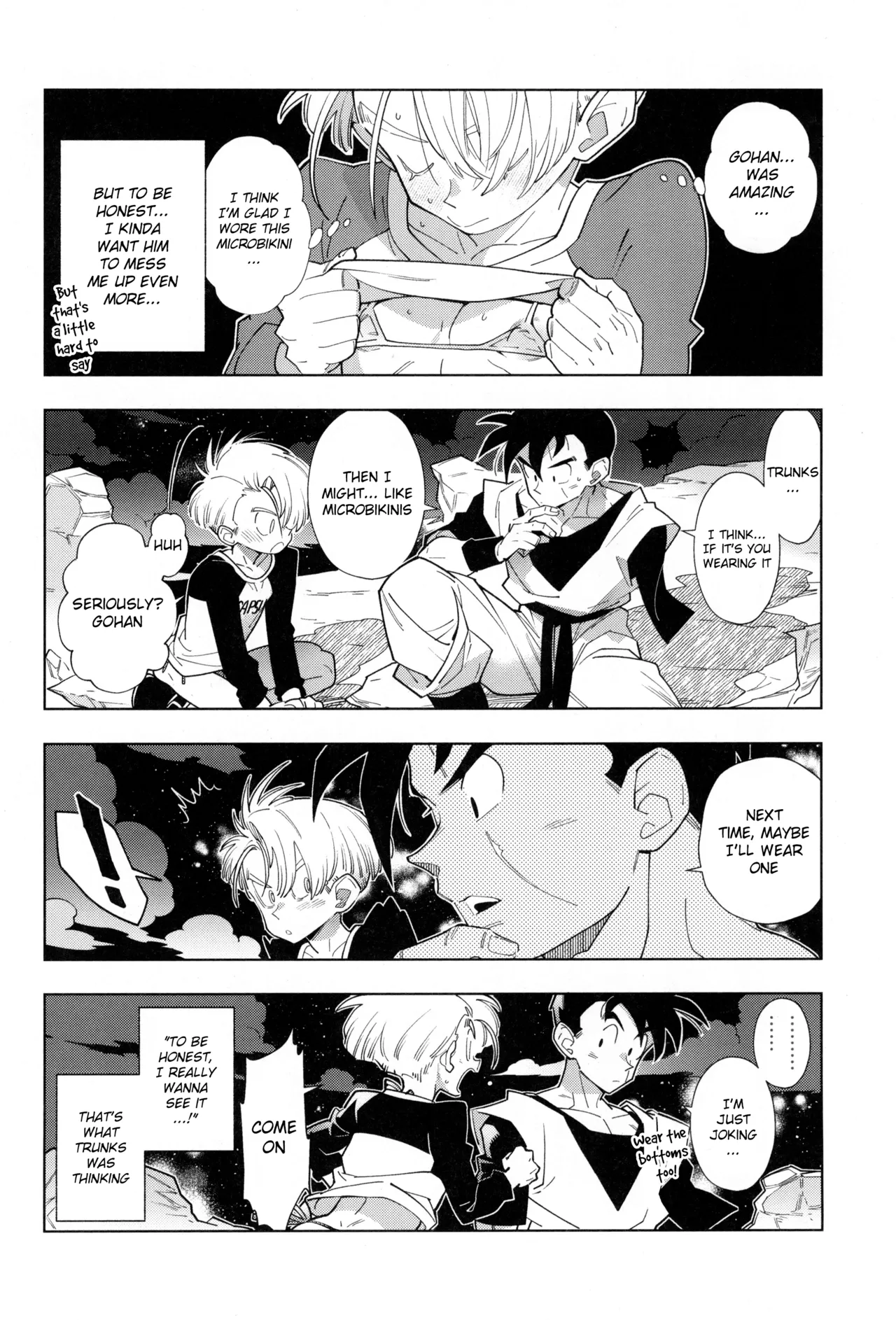 Nee Gohan-san Micro Bikini Suki desu ka? | Hey Gohan, Do You Like Microbikinis? page 24 featuring trunks briefs dragon ball z parody - bikini blowjob hentai manga - read online free