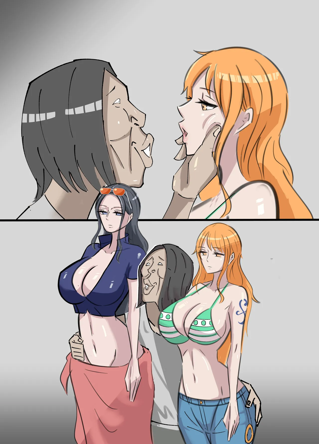 ワンピ×無敵キモ男① page 39 featuring nami one piece parody - big breasts dark skin hentai manga - read online free