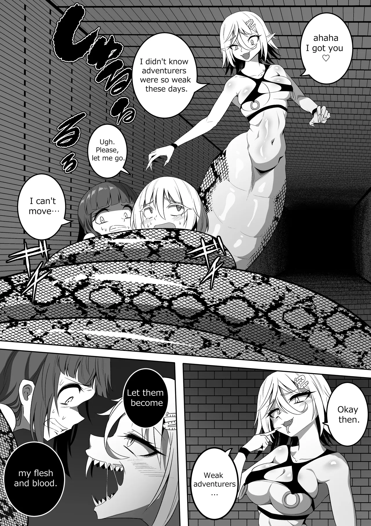 カイガ【kaiga】 - Lamia swallowed more than her limit and her stomach is about to burst (8p) ENG ver - Page 1