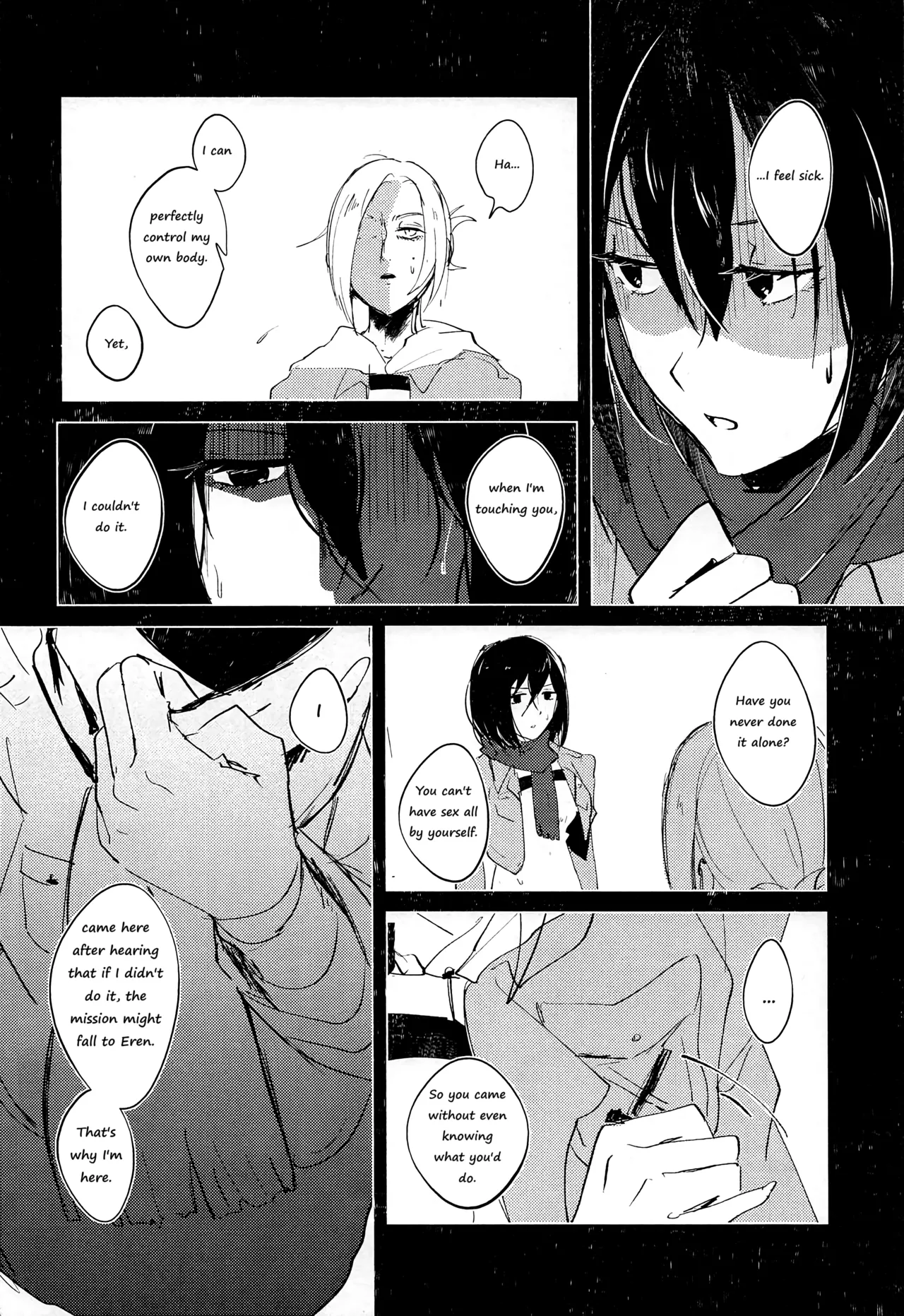 Guinea Pig page 15 featuring mikasa ackerman shingeki no kyojin parody - rough translation yuri hentai manga - read online free