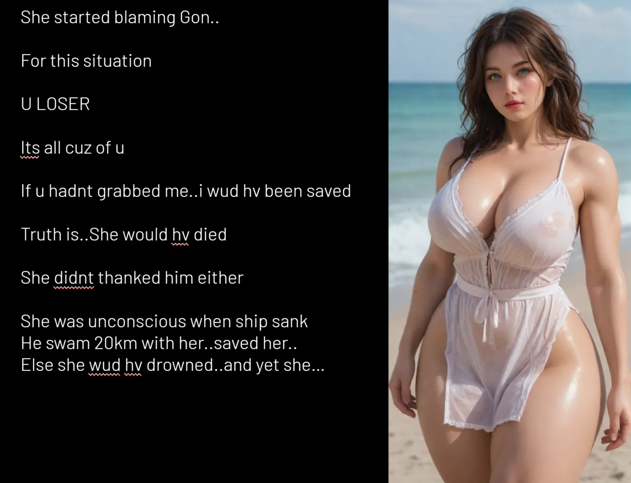 AI Generated, Stranded on Beach with arrogant girl, ENGLISH - Page 9