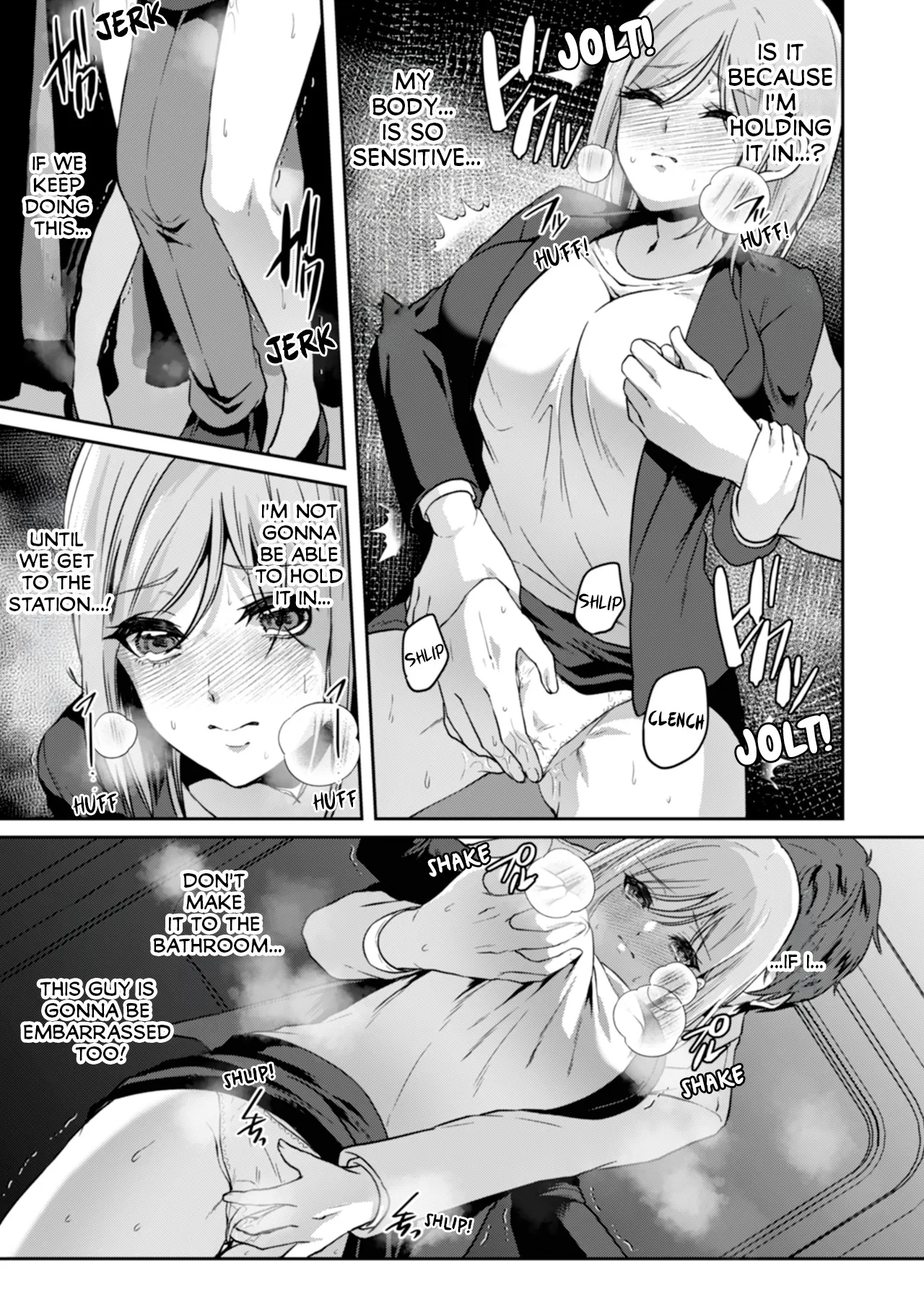 Manin Densha de Shikkin Sunzen!? Chikan Danshi no Ijiwaru na Yubi de Ikasare Tsuzuketa OL | Almost Pissing on a Crowded Train?! #1-16 page 17 - full censorship big breasts hentai manga - read online free