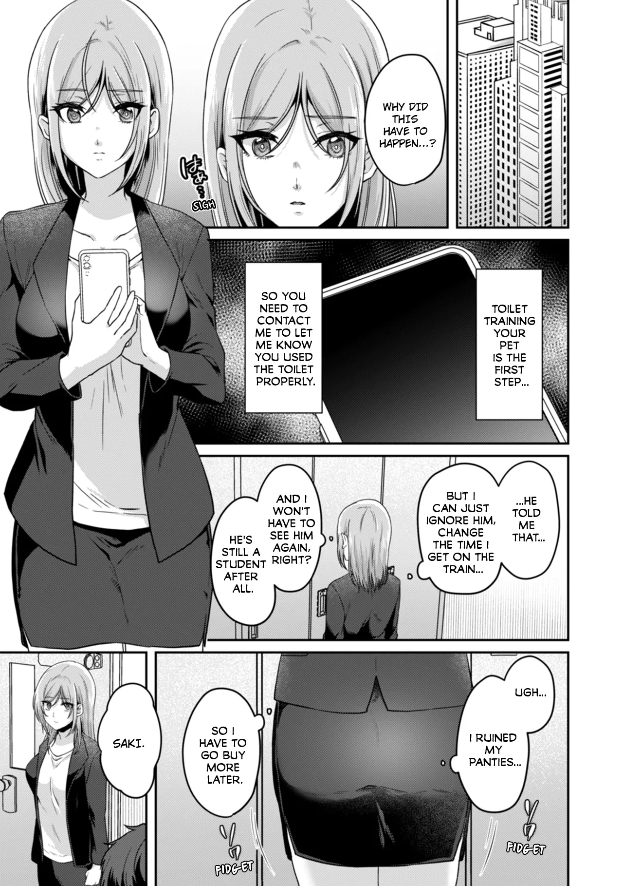 Manin Densha de Shikkin Sunzen!? Chikan Danshi no Ijiwaru na Yubi de Ikasare Tsuzuketa OL | Almost Pissing on a Crowded Train?! #1-16 page 50 - full censorship big breasts hentai manga - read online free