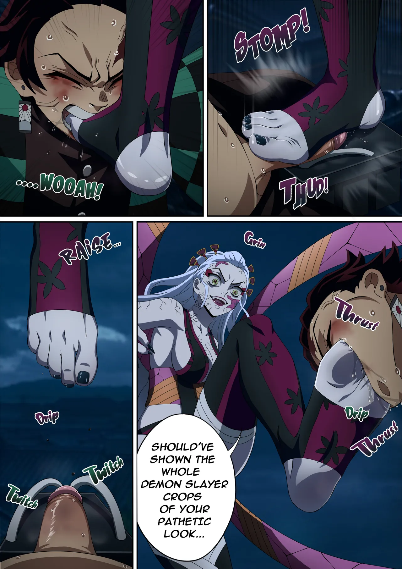 Daki’s Blood Demon Art: Trample 堕姫の血鬼術・紅蓮践踏 page 16 featuring tanjirou kamado kimetsu no yaiba parody - sole male full color hentai manga - read online free