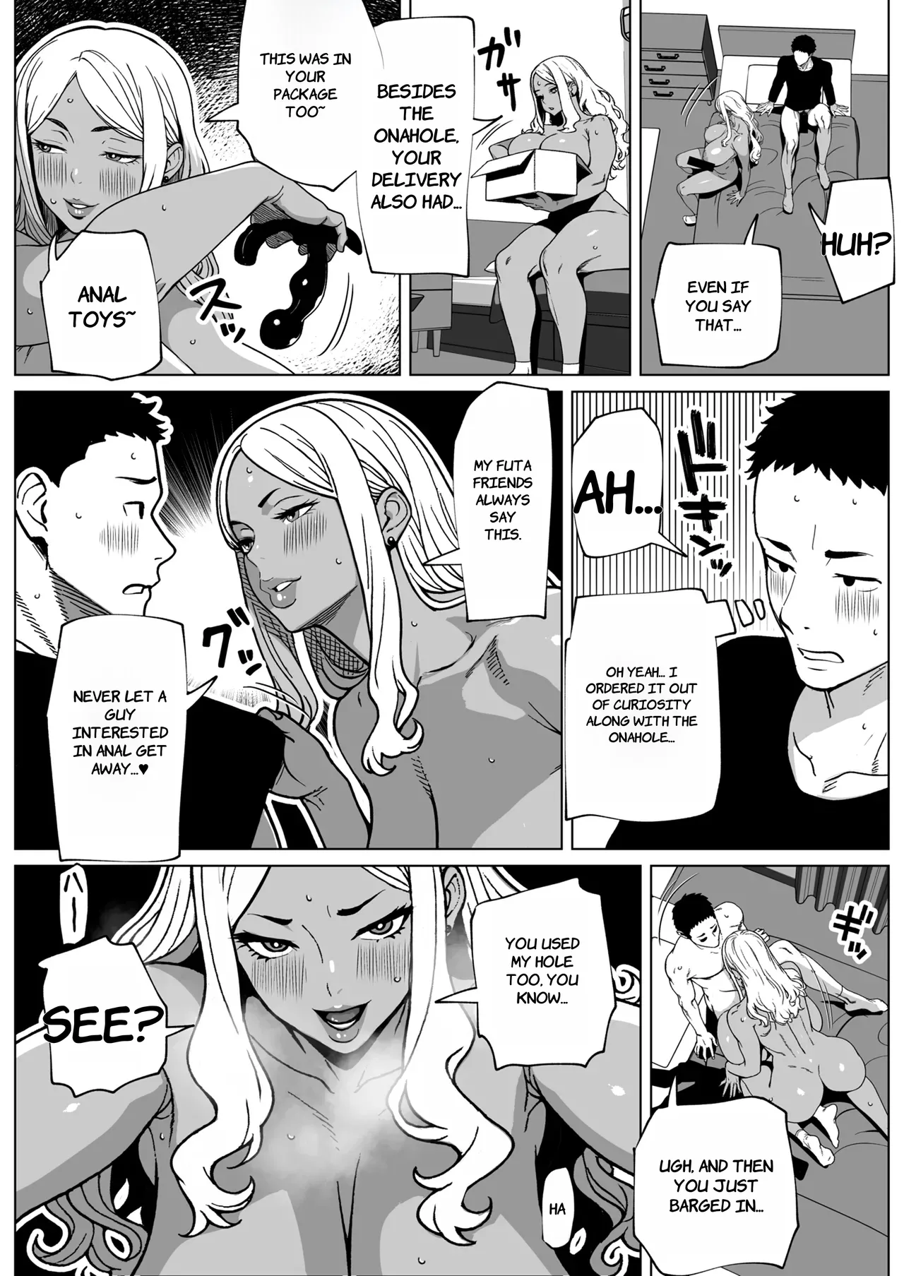 [bekobeko] Otonari-san wa Futanari Kuro Gal - English page 21 original parody - sole male nakadashi hentai manga - read online free