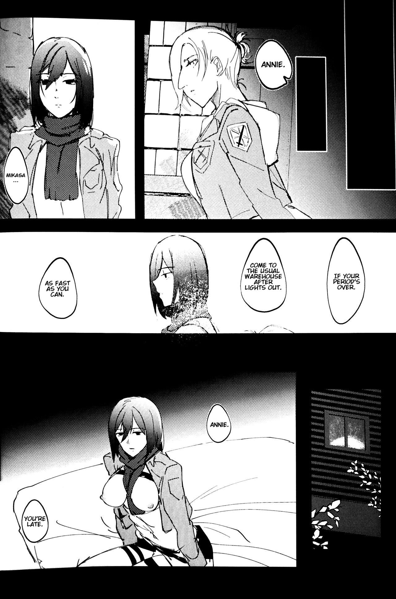 Gukou page 9 featuring mikasa ackerman shingeki no kyojin parody - rough translation yuri hentai manga - read online free