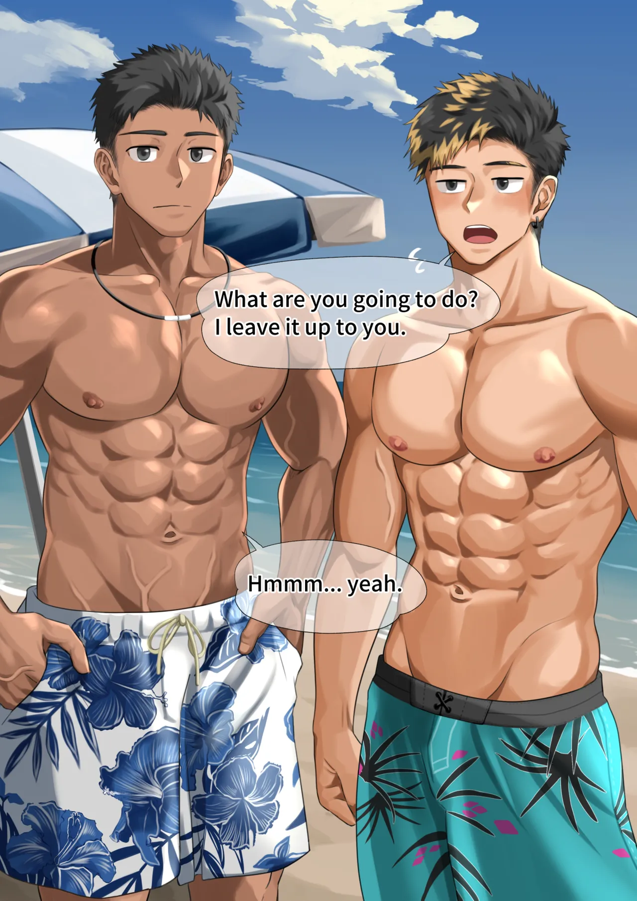 [motyaki] ビーチで逆ナン…(p10.)【ENG】 (Pixiv Fanbox) page 13 original parody - males only yaoi hentai manga - read online free