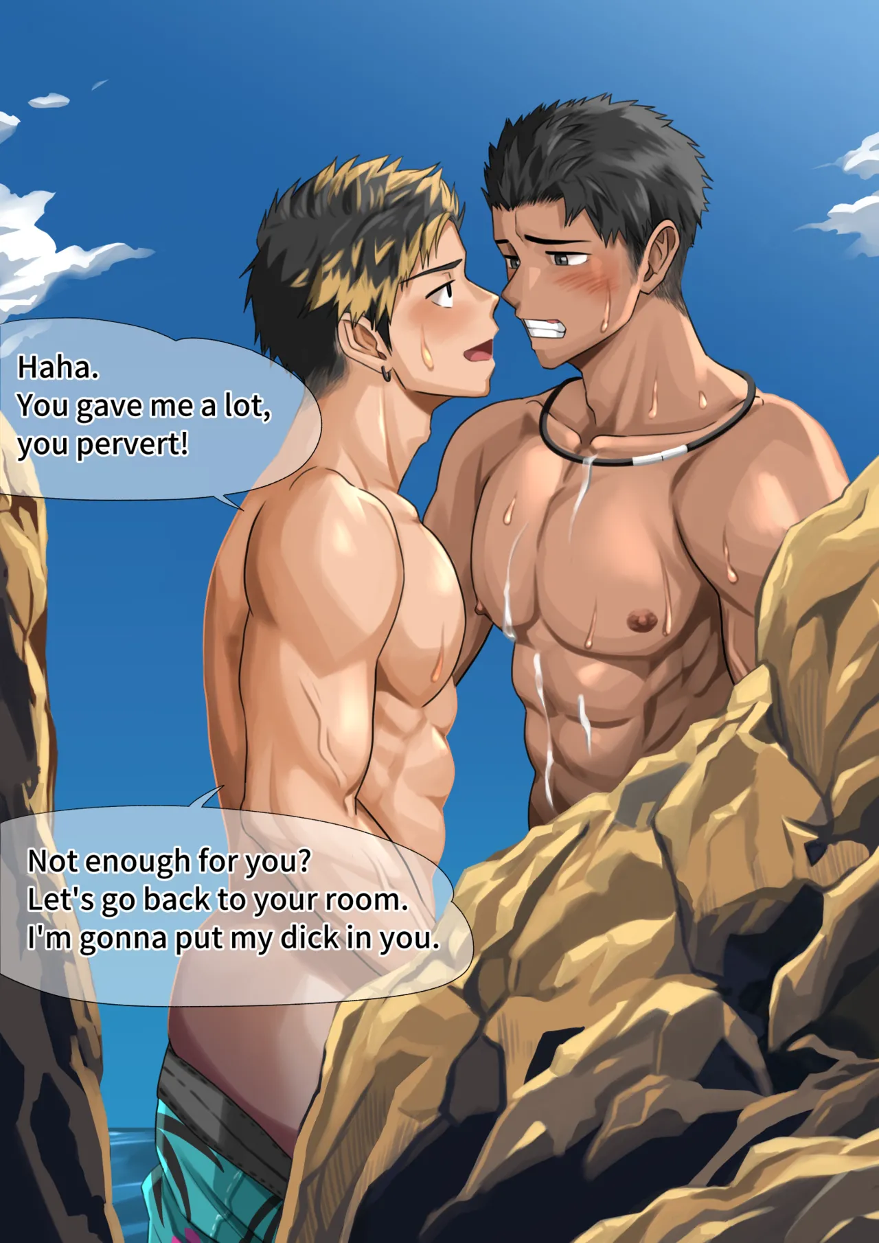[motyaki] ビーチで逆ナン…(p10.)【ENG】 (Pixiv Fanbox) page 20 original parody - males only yaoi hentai manga - read online free