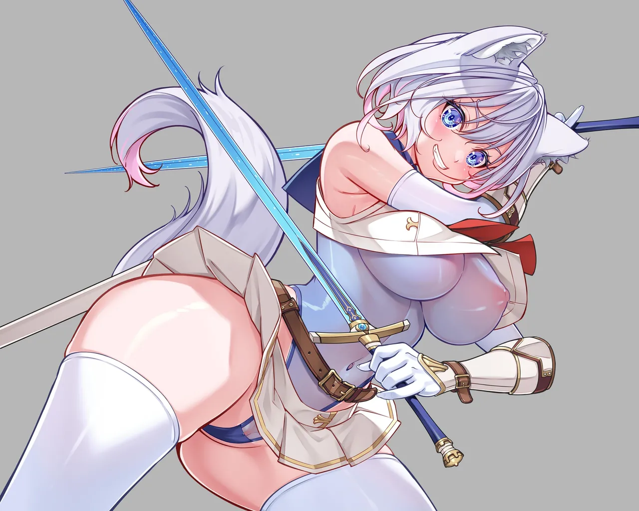 Hakurou Kenshi Hati-chan no Ecchi na Bouken no Sho | White Wolf Swordswoman's Erotic Adventure page 159 original parody - squirting futanari hentai manga - read online free