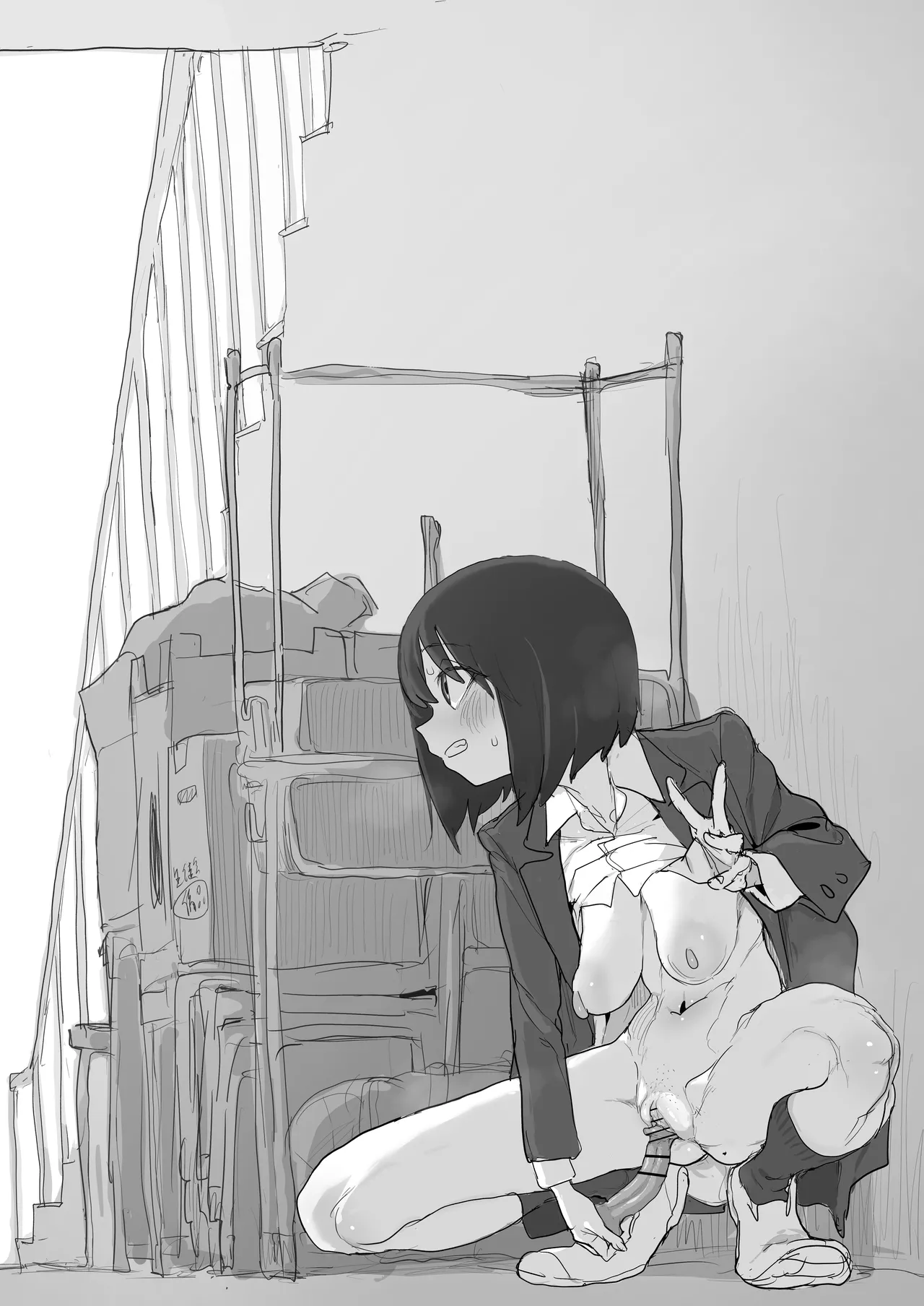 階段わきで露出オナの練習してたら友達が来てピンチのルナちゃん page 19 original parody - squirting schoolgirl uniform hentai manga - read online free