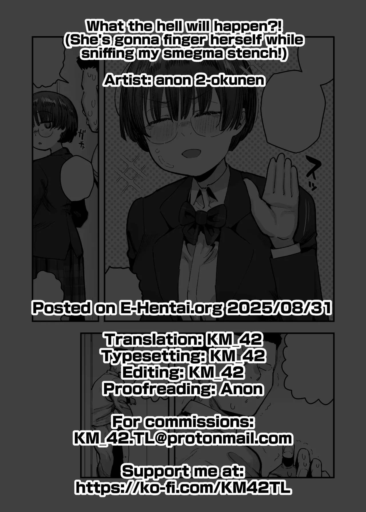 [Anon 2-okunen] Ittai Dou Natte Shimau no ka!? (Chinkasu shuu Okazu ni Onanie Saremasu) | What the hell will happen?! (She's gonna finger herself while sniffing my smegma stench!) [English] [KM_42] [Ongoing] page 154 original parody - big breasts glasses hentai manga - read online free