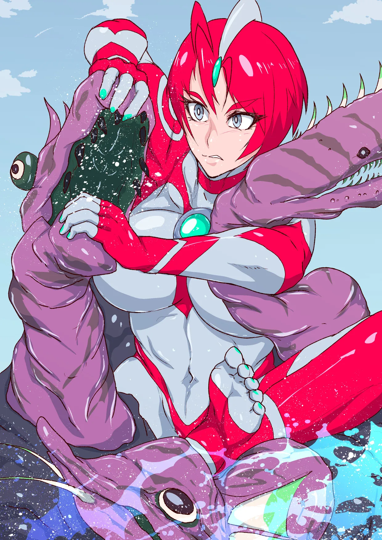 アトラルクスネオン6～汚されたヒロイン!モンスターの分泌液でグチャドロ無様大敗北!泡吹き失神KO巨大ヒロイン!巨大で凛々しいヒロインも負ければでっけぇゴミ箱イキ! page 26 featuring ultrawoman ultraman parody - giantess hentai manga - read online free