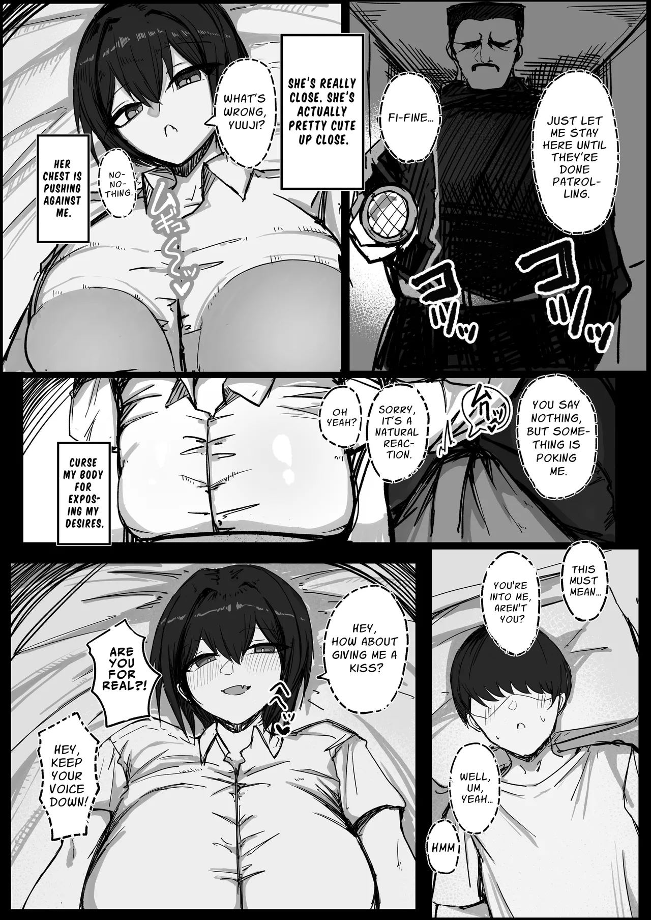 Danshiryou no Aibeya wa H no Toki Dosukebe ni Naru Bakunyuu Dansou Joshi | Busty Crossdressing Woman gets Horny for Sex in the Shared Room of a Male Dormitory page 15 original parody - kissing big breasts hentai manga - read online free