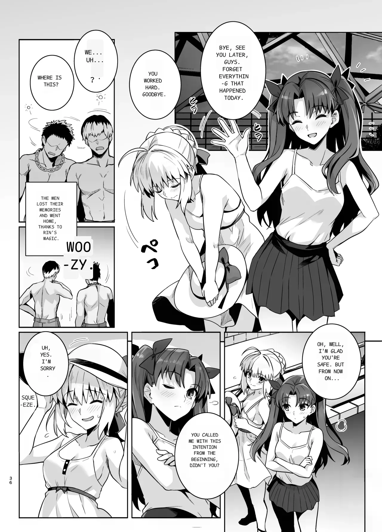 Saber-san Yarimoku Nanpamachi Pool Hen page 39 featuring rin tosaka fate stay night parody - kissing swimsuit hentai manga - read online free