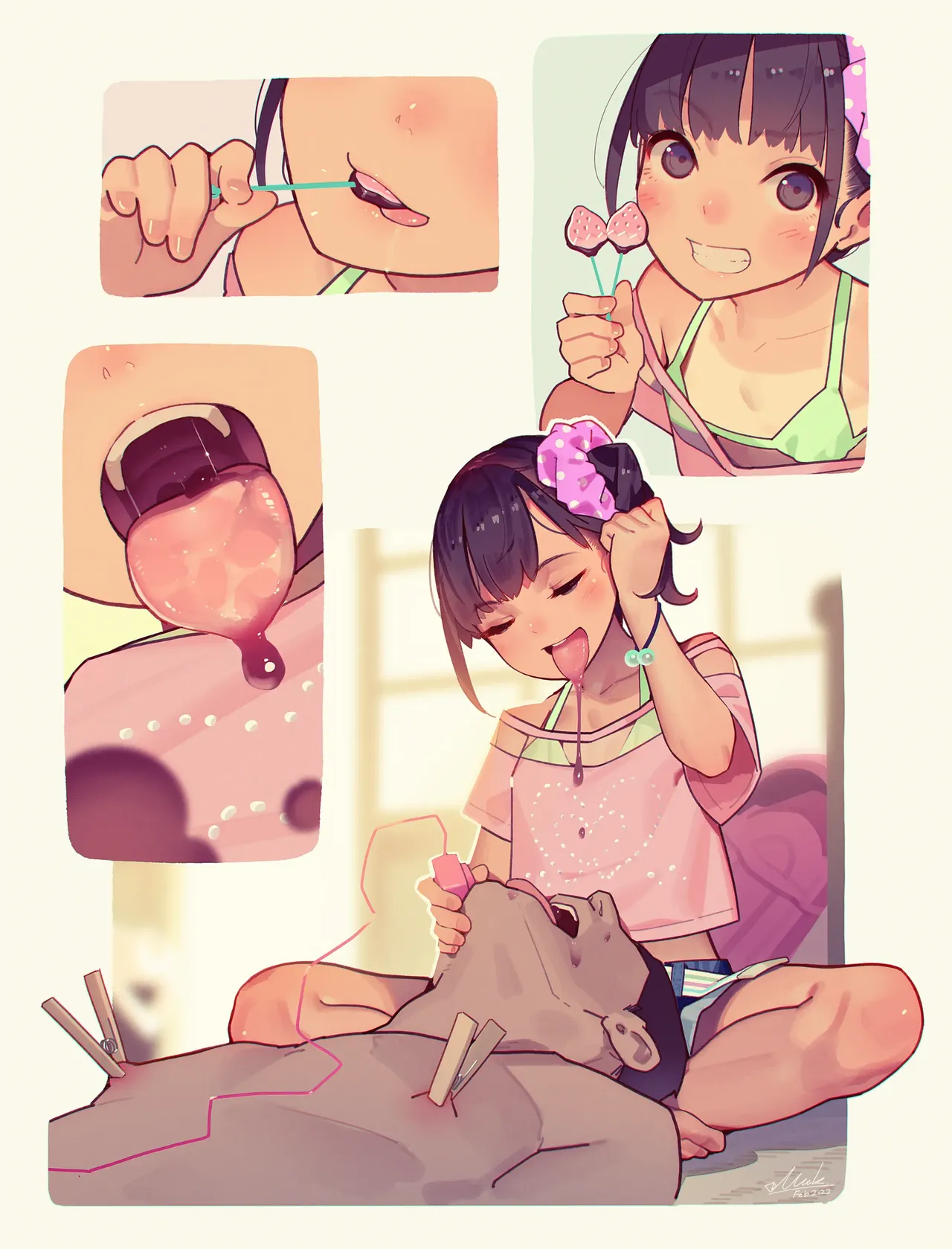 Otoko de asobu mesugaki-chan tachi illustration set 2020-2023 page 195 - full color dark skin hentai manga - read online free