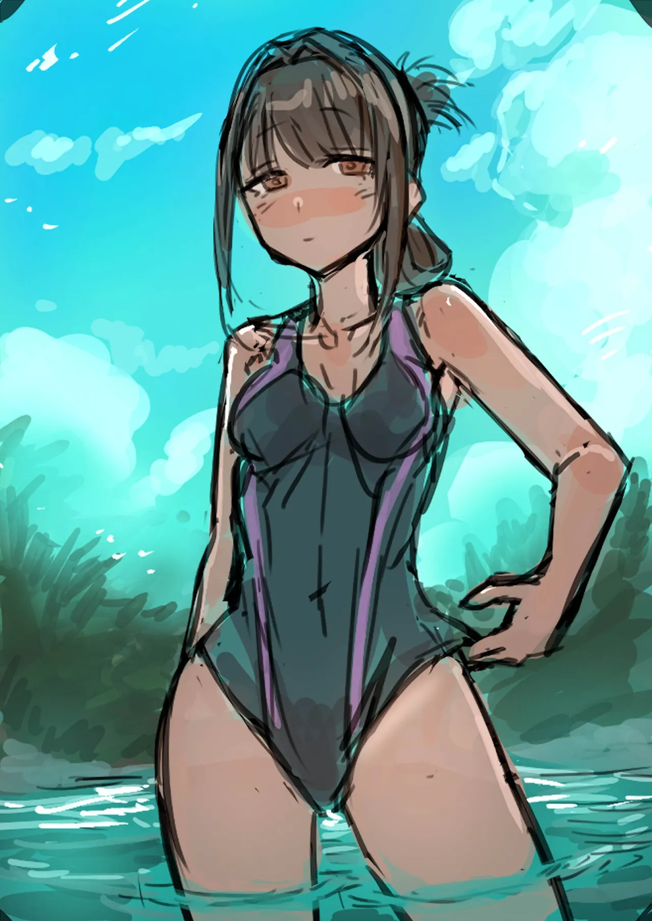 Hiyake Bishoujo ga Yuuwaku Shite Kurunda ga page 186 - sundress swimsuit hentai manga - read online free