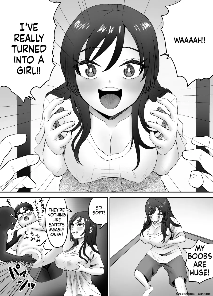 Page 3 of [Eichi Kenkyuujo (Blank)] Karui Kimochi de TS Kusuri ni Te o Dashita Otoko ga Mi mo Kokoro mo Mesu Ochi Suru Made (1) Onanie Hen [English] [SCANMTL]
