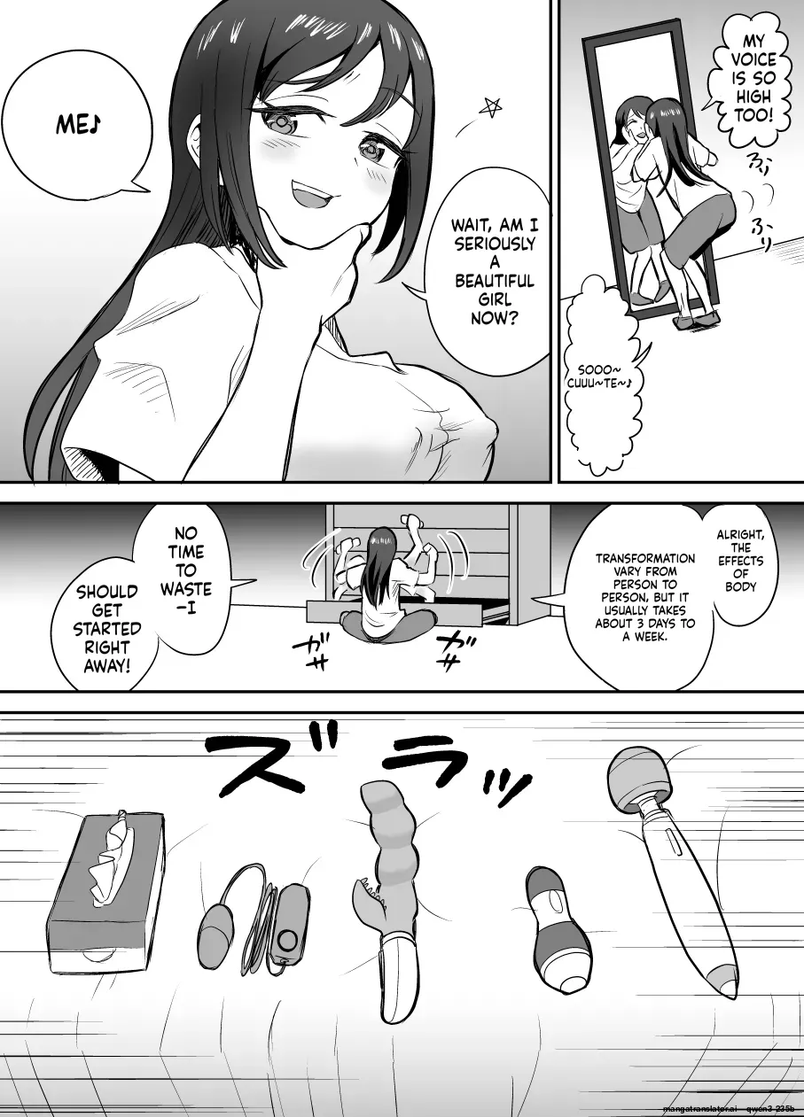 Page 4 of [Eichi Kenkyuujo (Blank)] Karui Kimochi de TS Kusuri ni Te o Dashita Otoko ga Mi mo Kokoro mo Mesu Ochi Suru Made (1) Onanie Hen [English] [SCANMTL]